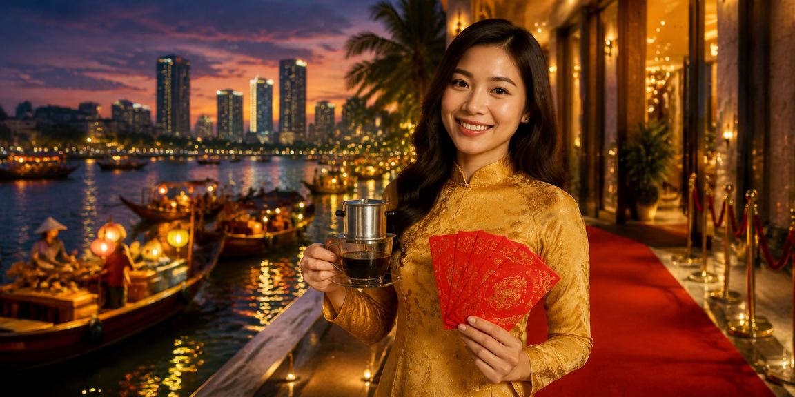 Người dùng Đà Nẵng xem xét điều khoản khuyến mãi trực tuyến bên ly cà phê